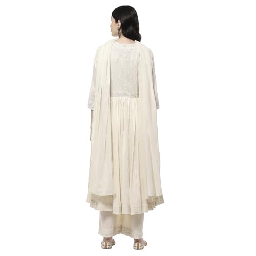Biba Women's Cotton Kurta Set (SKDSTRA10507SS25OWHT_Off White