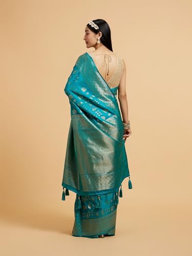 MOHEY Women's Art Silk Weave Saree(Rama Green)