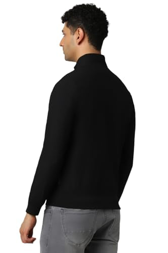 Van Heusen Men Black Solid Casual Jacket