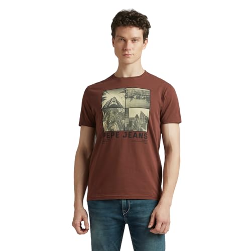 Pepe Jeans Men's Slim Fit T-Shirt (PM509860_Conker Brown