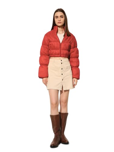 ONLY Women's Solid Regular Fit Orange Jacket