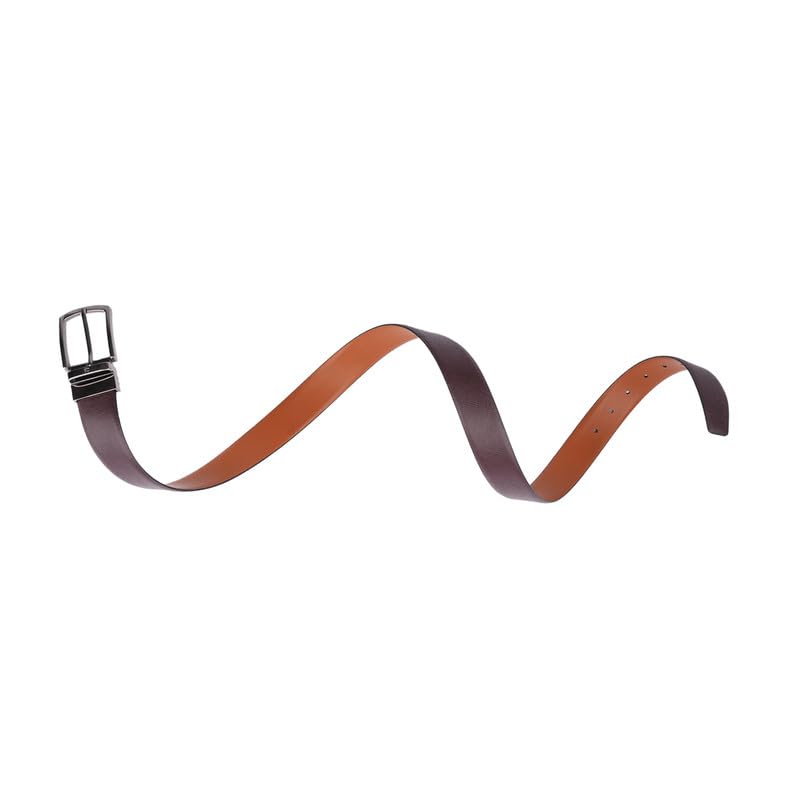 UNITED COLORS OF BENETTON Altdorf Leather Men Reversible Belt - Wine+Tan, L 1M | Waist Range: 37-41 | Saffiano Textured Reversible Belt With Pin Closure