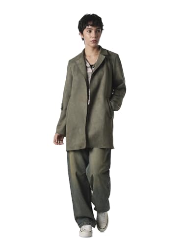 ONLY Women's Solid Regular Fit Green Coat