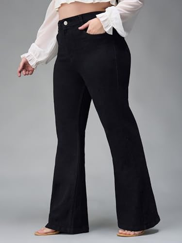 Miss Chase A+ Women's Bootcut High Rise Regular Stretchable Denim Jeans (APAW24DEN86-81-62-40, Black, 40)