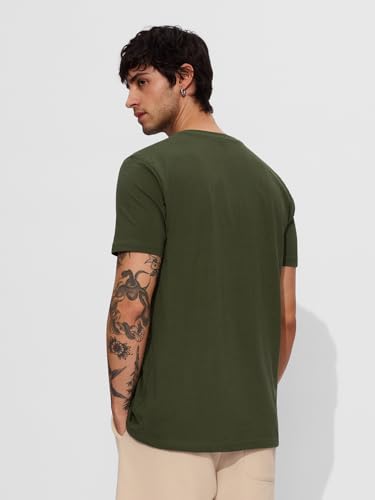 The Souled Store Official Disney: Bare Necessities Men and Boys Short Sleeves Round Neck Green Graphic Printed Regular Fit Cotton T-Shirts