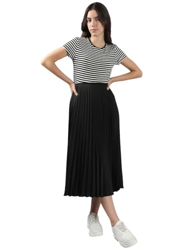 VERO MODA Women's Fit and Flare High-Rise Black Skirt