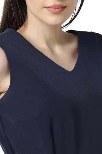 Van Heusen Women Navy Solid Knee Length Formal Dress