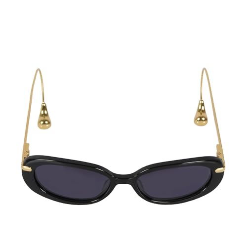 HIDESIGN Elara Retro Oval Sunglass - Black Acetate