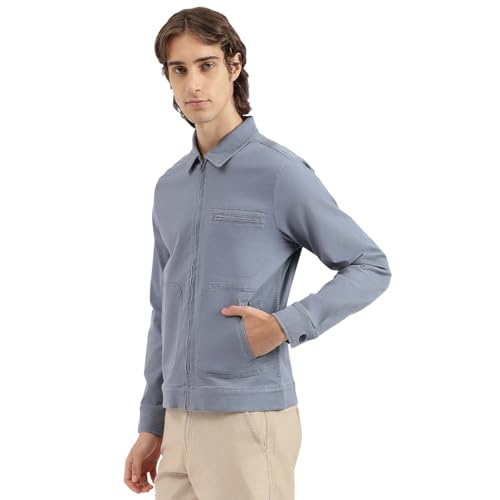 United Colors of Benetton Regular Fit Spread Collar Solid Washed Cotton Twill Jacket -25A2FSIC1002I902 (Size : XL)