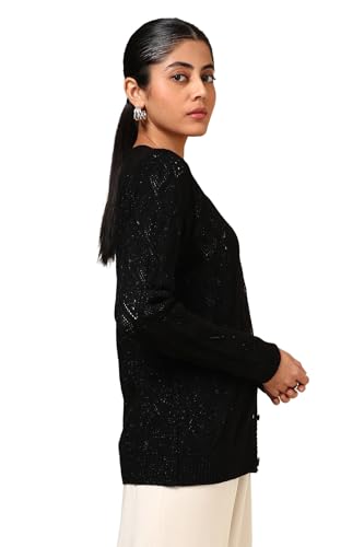 Soch Womens Black Acrylic Crochet Cardigan