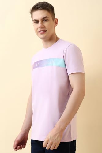 Men Lilac Graphic Print Crew Neck T-Shirt