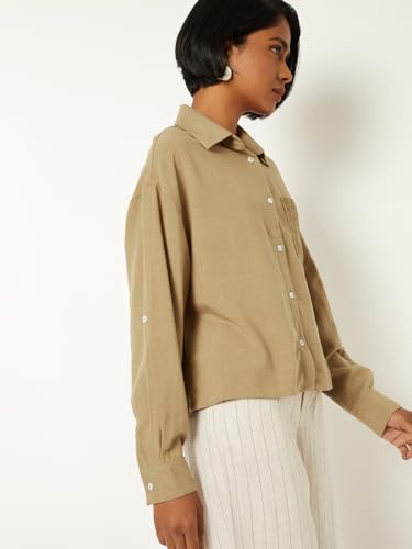 Max Women Solid Shirt (Beige_XXL)