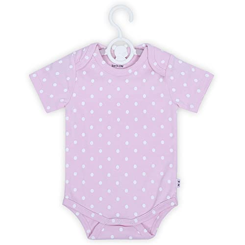 haus & kinder Iris 100% Cotton New Born Baby Bodysuits Rompers Onesies For Boy and Girl, 9-12 Months (White-Pink-Navy, Pack of 3)