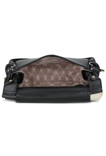 RASHKI HAZE- Womens Crossbody Vegan Leather Handbag | Spacious | Unique Shape | Party Purse | Magnetic Button Closure (Black)