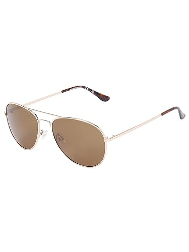 Skechers Men Aviator Gold Polarized Sunglasses, Large