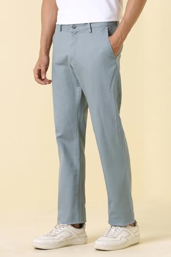Men Grey Solid Casual Trousers