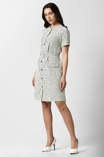 Women White Textured Formal Dress