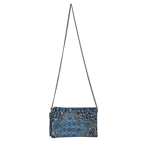 Mary Frances Work It Beaded Handbag Clutch – Art Deco Crossbody Evening Purse with Zipper Closure for Travel, Weddings, Parties – Multicolor