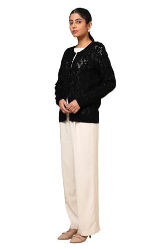 Soch Womens Black Acrylic Crochet Cardigan