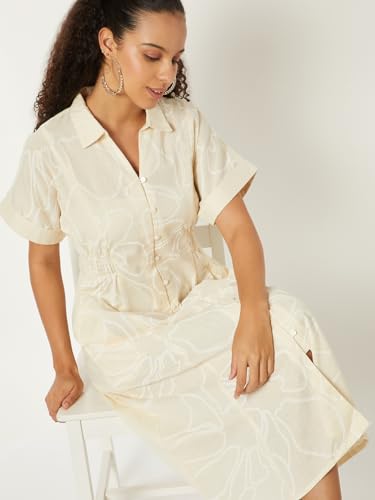 Max Women Embroidered Shirt Dress (Off White_XS)