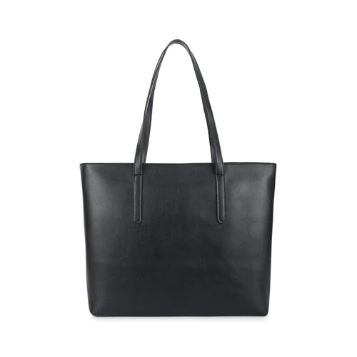 Fastrack Casual Tote Bag For Girls, Large Size With A Zipper Closure And Padded Laptop Compartment, Compatible With Laptops Up To 15 Inches, Double Handle Tote Bag, Black