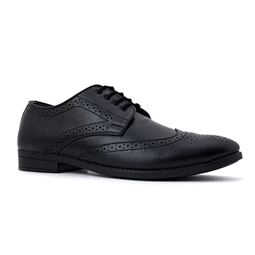 Khadim's Black Formal Derby Brogue Shoe for Men (7236266)