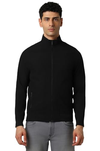 Van Heusen Men Black Solid Casual Jacket