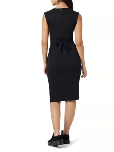GUESS Women Black Solid V-Neck Dress