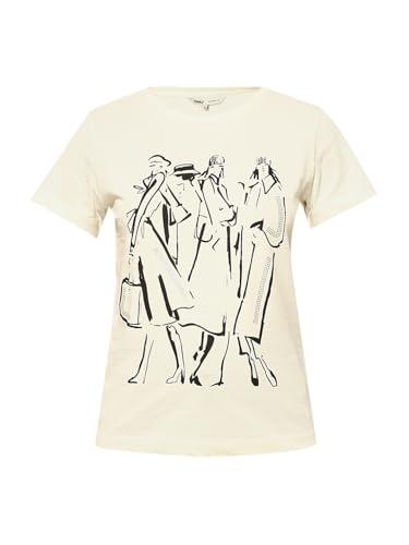 ONLY Women's Regular Fit Off White T-Shirt