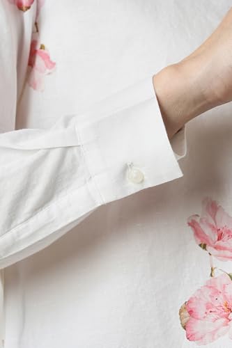 Women White Print Long Sleeves Shirt