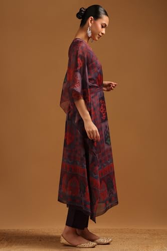 Soch Womens Purple Chiffon Ethnic Motifs Kaftan Suit