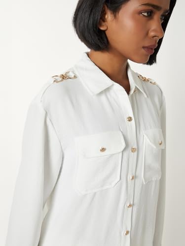 Max Women Textured Regular Fit Shirt (Off White_L)