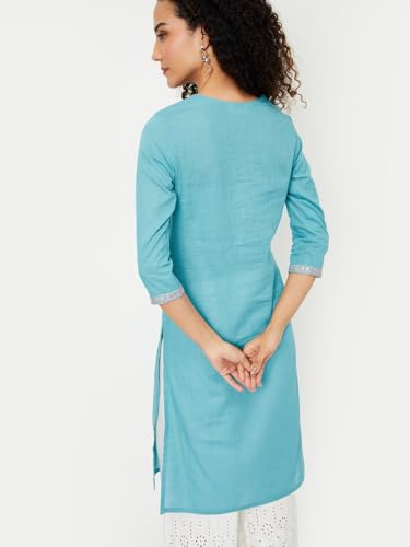 Max Women's Cotton Blend Regular Kurta (DAEKSP25PI_Aqua