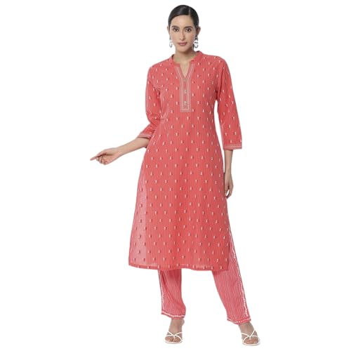 Rangriti Women's Regular Pants (WODWLK22018SS25CRL_Coral