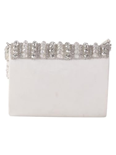 SWISNI Mini Crystal flap bag With Detachable Strap (White)