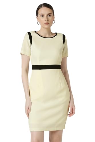 Van Heusen Women's Polyester Blend Modern Mid-Thigh Length Dress (VWDRCRGPH22538_Yellow