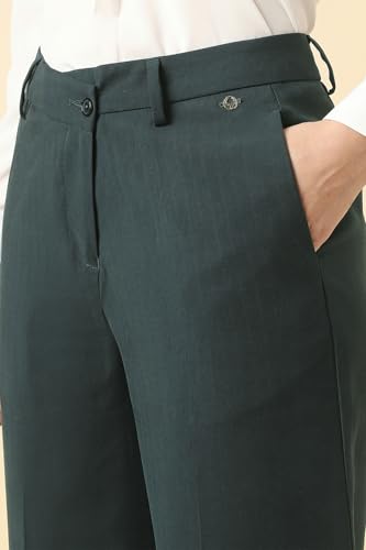 Women Green Solid Casual Trousers