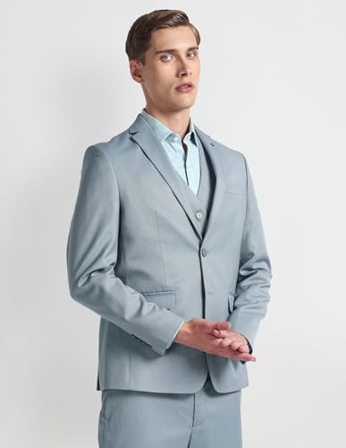 Arrow Men's Polyester Single Breasted Business Suit Pants Set (ARAHSU5543_Grey