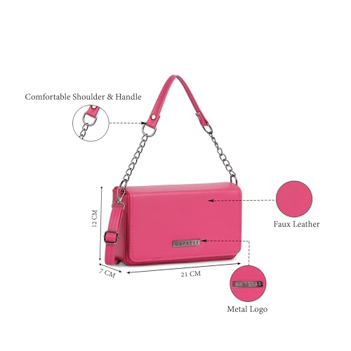 Caprese Rare Small Sling Bag for Women with Adjustable & Detachable Strap for Comfortable Wear | Magnetic Button Closure | Versatile Handbag for Everyday Use, Travel & Special Occasions (Fuchsia Pink)