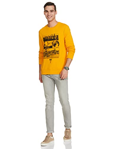 Levi's Men's Cotton Crew Neck Regular Fit Sweatshirt (59638-0163_Goldenrod Yellow_Large)