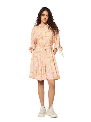 ONLY Women Fit and Flare Orange Dress