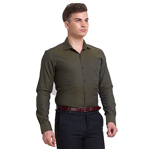 Park Avenue Fancy Green Shirt (Size: 46)-PISX00383-N9