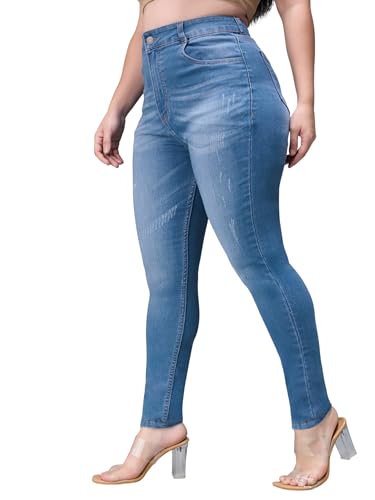 Miss Chase A+ Women's Skinny High Rise Clean Look Regular Stretchable Denim Jeans (APAW18DEN02-79-329-40, Steel Blue, 40)