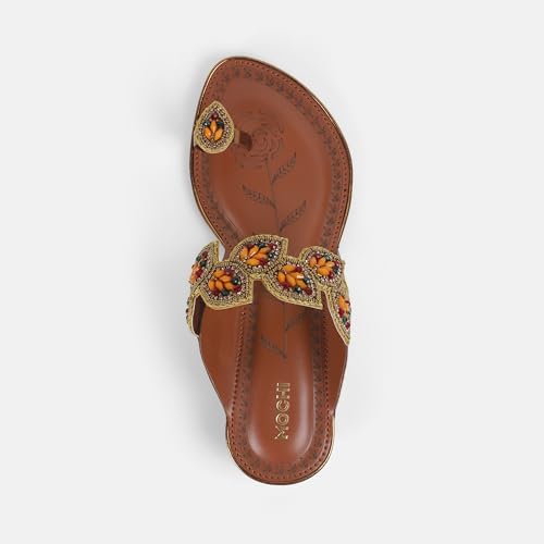 Mochi Women's Antique Gold Open Ethnic - Pathani with Flat sole UK/6 EU/39(32-781)