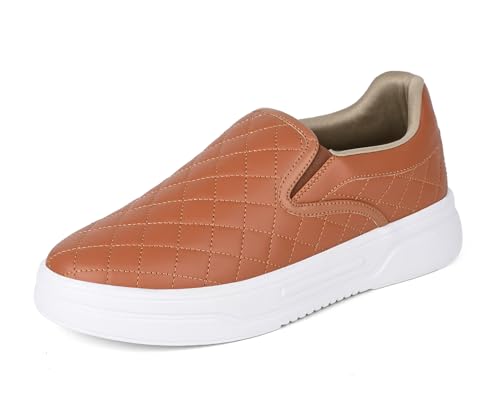 LOUIS STITCH American Tan Sneakers for Men | Lightweight Slip-On Walking Shoes for Men | Comfortable Casual Wear| Flexible, Breathable, Stylish & Durable All-Day Wear (SNK-CUSO) (Size- 7 UK)