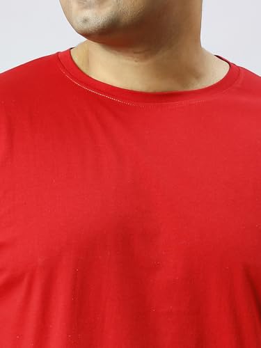 XMEX Mens Round Neck Half Sleeve Cotton Blend Plain T Shirt Soft Breathable Fabric Everyday Comfort Casual Elegant wear Stylish Regular Fit Tee for Summer All Seasons (RED,7XL)