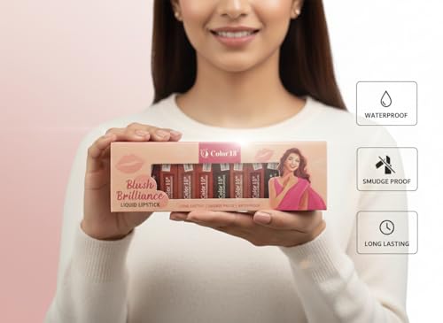 Color 18 Blush Brilliance Liquid Lipstick Set | Long Lasting Matte Liquid Lipstick for Women | Smudge Proof, Waterproof, Transfer Proof | New Shades of Gift Set Combo Pack (Pack Of 12)