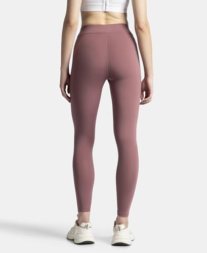 Jockey MW20 Women's Microfiber Elastane Stretch Performance Leggings with Elasticated Waistband_Wild Ginger_L Red