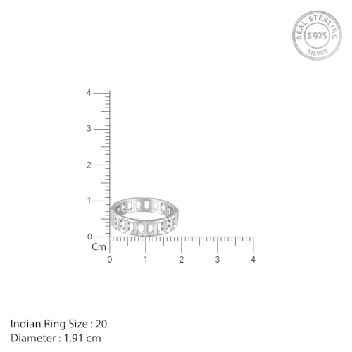 GIVA 925 Silver Windowpane Ring For Him,Indian - 20| Gifts for Men & Boys | With Certificate of Authenticity and 925 Stamp | 6 Months Warranty