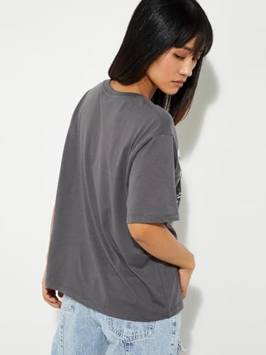 Max URB_N Women Relaxed Fit Graphic T-Shirt (Dark Grey_L)